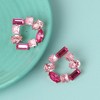 SOHI Women's Rose Pink Crystal Stud Earrings - 2 of 4