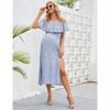 LXT- Women's Off Shoulder Split A Line Casual Maxi Dress - 2 of 4