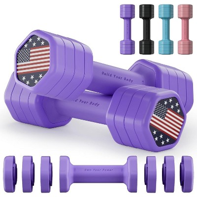 Portzon Neoprene Dumbbells - Set Of 2, Hex Shaped, Anti-Roll, 1-15 Lb Options, Colorful Fitness Weights