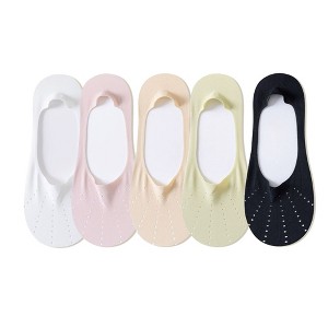 Anna-Kaci 5 Pairs Women Low Cut No Show Socks Breathable Stretch Knit Liner Design Anti-Slip Heel Grip for Flats and Loafers - 1 of 4