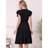 INSPIRE CHIC Women's Summer Tiered V Neck Ruffle Cap Sleeve Flowy A-Line Midi Dresses - 3 of 4