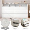 Dyonery 6-drawer double dresser with electrical outlets and LED lights, spacious storage cabinet with open shelves, charging cradle - 3 of 4