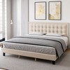 Button Tufted Upholstered Headboard Bed Frame, Sturdy Metal Foundation with Wood Slats, No Box Spring Needed, Platform Design for Bedroom. - 4 of 4