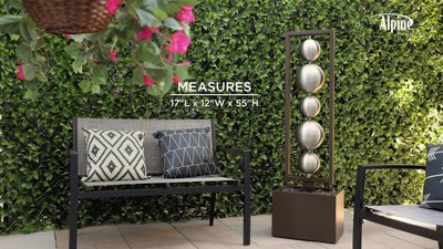 55" Silver and Brown Stainless Steel Column Fountain