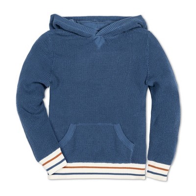 thumbnail image 2 of Hope & Henry Boys' Organic Long Sleeve Cable Knit Cardigan Sweater With Stripe Trim Kids 2 of 14