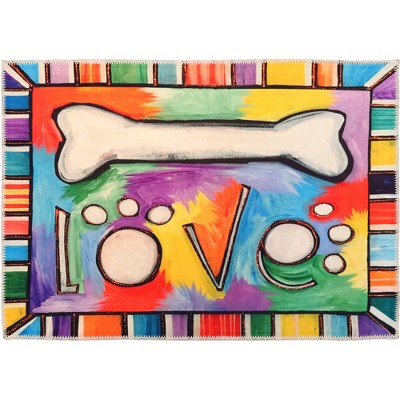 Olivia's Home I Love Bones Doormat – 22" x 32" Indoor Dog-Themed Mat for Pet Lovers, Bold Bone Pattern & Fun Typography