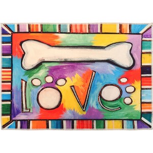 Olivia's Home I Love Bones Doormat – 22" x 32" Indoor Dog-Themed Mat for Pet Lovers, Bold Bone Pattern & Fun Typography - 1 of 3