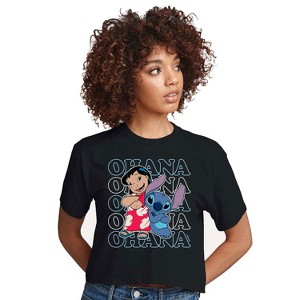 Women's - Lilo and Stitch - Ohana Repeated Cropped Graphic T-Shirt - 1 of 4
