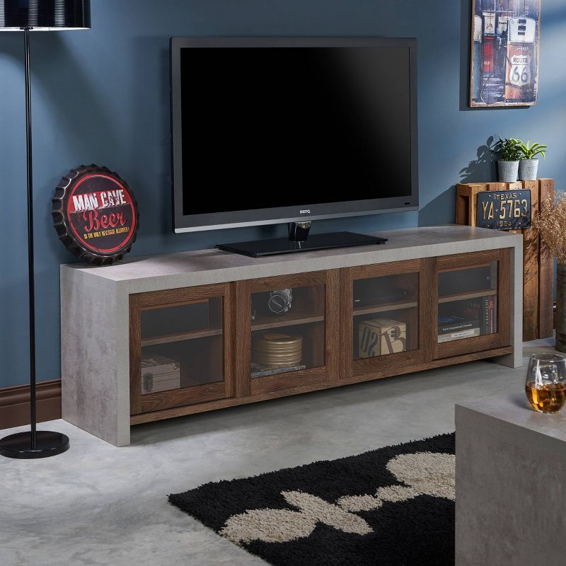 Briggin Industrial TV Stand for TVs up to 70&#34; Walnut/Cement - HOMES: Inside + Out, 3 of 8