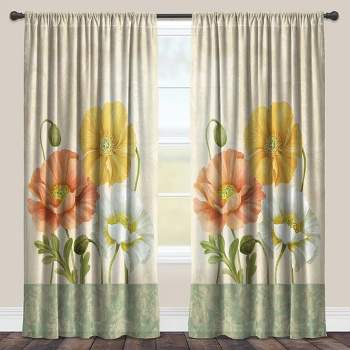 Laural Home Pastel Poppies 84" Sheer Window Panel, 1pc