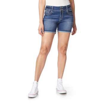 Jwl-women Denim Shorts Stretch Lace Stitching Jeans Shorts Ladies