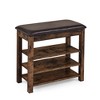 Arisurfer Ottomans and Benches adjustable long shoe-changing bench comfortable seat and concealed storage space,Natural rubber wood - 4 of 4