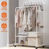 NewHome "Multi-Functional Garment Hanging Rack & Organizer with Rolling Wheels for Clothes, Shoes, and Pillows" White - 2 of 4
