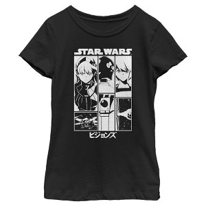 Girl's Star Wars: Visions Black and White Poster T-Shirt - 1 of 4
