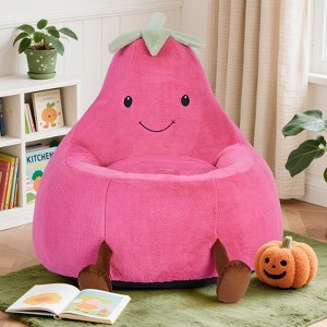 CAVINAS Eggplant-Shaped Bean Bag Accent Chair,Plush Sofa with Artificial Rabbit Fur,Cute Cartoon Stuffed Seating for Living Room,Bedroom - 1 of 4