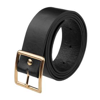 Elerevyo Women's PU Leather Belts Black Waist Belt with Pin Buckle for Jeans