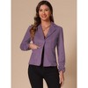 INSPIRE CHIC Women's Notched Collar Button Ruched Long Sleeve Faux Suede Blazer - 3 of 4