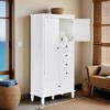 Tall and Wide Storage Cabinet with Doors for Bathroom/Office/Living Room, Four Drawers of Different Sizes, Adjustable Shelves - Leovsnove - 2 of 4