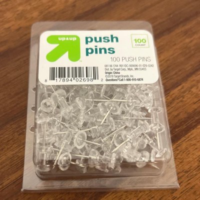 NOGIS 100 Pcs Basics Push Pins Tacks, Sturdy Hold I-Shaped Clear Plastic  Head, Steel Point Thumb Tack Flat Pushpins for Wall Crafts and Office,  Bulletin Board, Map, Poster(Transparent) 