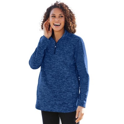 Woman Within Plus Size Microfleece Quarter-Zip Pullover
