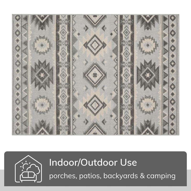 Well Woven Tuscon Indoor/Outdoor Southwestern Area Rug High Traffic Geometric Medallion Carpet, 4 of 10