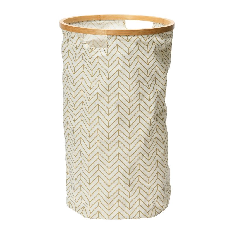 Household Essentials Bamboo Rimmed Round Krush Hamper Tan, 1 of 9