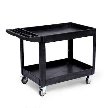 Utility Service Cart, 550LBS Heavy Duty PP Rolling Utility Cart with 360° Swivel Wheels, Large Shelf, Storage Handle