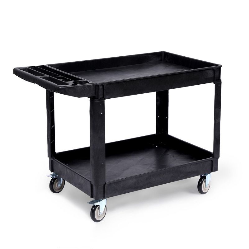 Utility Service Cart, 550LBS Heavy Duty PP Rolling Utility Cart with 360° Swivel Wheels, Large Shelf, Storage Handle, 1 of 6