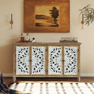 60" Vintage Sideboard Buffet Cabinet with Storage, 4 Doors Hollow Carved Accent Cabinet French Farmhouse Cupboard for Kitchen Living Room Dining Room - 1 of 4