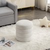 18.50"Soft Boucle Round Ottoman Footrest Stool,Black - 3 of 4