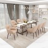 Elias Dining Chair Upholstered in Leather Velvet and Powder Coated Legs, Beige - 3 of 4