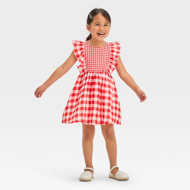 Toddler Girls' Red Gingham Dress - Cat & Jack™ Red, 3 of 4