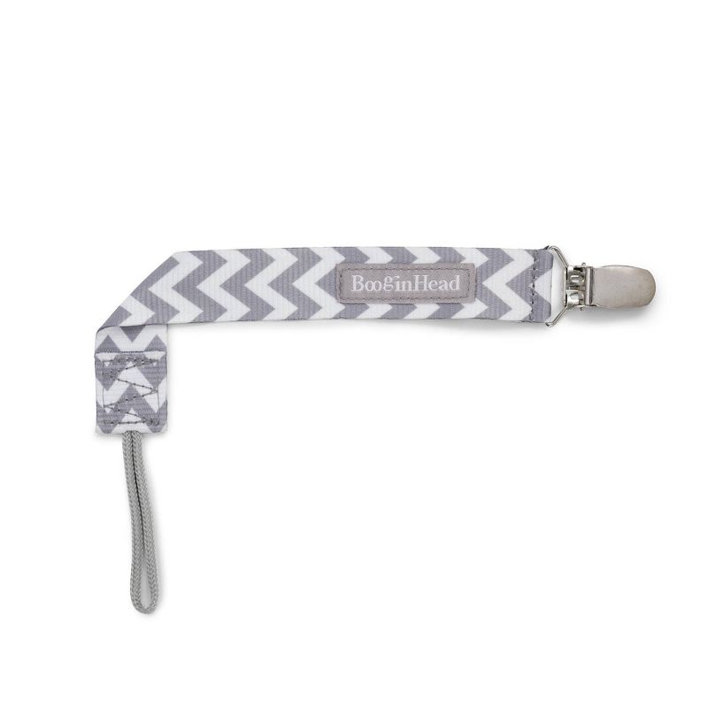 BooginHead PaciGrip Pacifier Clip Pacifier Holder - Gray Chevron, 1 of 6