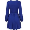 Women's Sexy V-Neck A-Line Long Sleeve Cocktail Party Basic Short Dress - 2 of 4