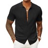 COOFANDY Mens Knit Button Down Shirts Casual Textured Polo Shirt Short Sleeve Vintage Summer Beach Tops - 3 of 4
