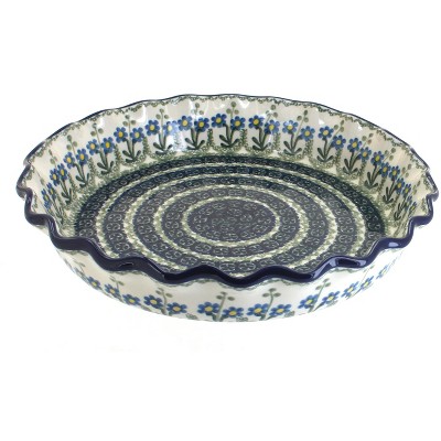 Blue Rose Polish Pottery Blue Posy Pie Plate