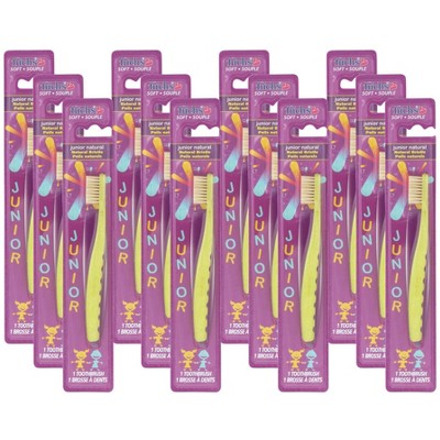 Fuchs Soft Junior Natural Bristle Toothbrush Yellow - 12 ct