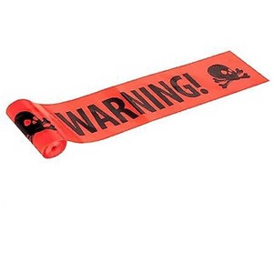 Aoibox Orange Warning Caution Tape 1 Roll 8cm x 600cm Skull Print High Visibility PE Film Halloween Party Crime Scene Haunted House Decor - 1 of 4