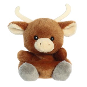 Aurora Mini Landon Longhorn Palm Pals Adorable Stuffed Animal Brown 5" - 1 of 4