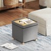 Costway 1/2 PCS 18 Inches Ottoman with Storage,Tray & Rubber Wood Legs for Small Space Living Room Gray/Beige - 4 of 4