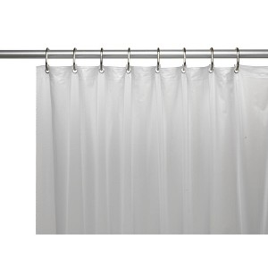 Carnation Home 3 Gauge Vinyl Shower Curtain Liner w/ Weighted Magnets and Metal Grommets in Frosty Clear - 1 of 4