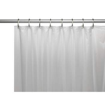 Carnation Home 3 Gauge Vinyl Shower Curtain Liner w/ Weighted Magnets and Metal Grommets in Frosty Clear