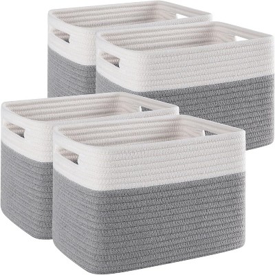 BRINJOY 4 Pack Storage Baskets for Organizing, Woven Baskets for Shelves - Perfect for Toys, Books, Towels, and Clothes