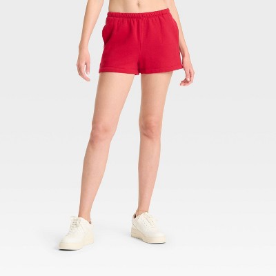 Women's High-Rise Fleece Shorts - Wild Fable™ Cherry Red M