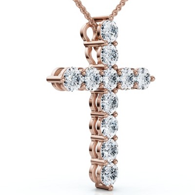Pompeii3 1.25Ct Diamond Cross 14k Gold 18" Necklace 1" Tall Lab Created