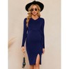 Maternity Cable Knit Sweater Long Sleeve Bodycon Dress V Neck Fall Casual Slit Midi Dress Baby Shower Photoshoot Belt - 4 of 4