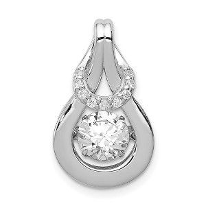 Black Bow Jewelry Platinum Plated Sterling Silver & CZ Love Knot Pendant, 14 x 21mm - 1 of 4