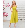 Women's Dress Casual Summer Spaghetti Strap Dress Button Down Sleeveless A Line Beach Swing Midi Sundress - 2 of 4