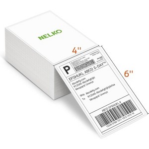 Nelko Genuine 4x6 Direct Thermal Shipping Label (Pack of 500 Fan-Fold Labels), for Nelko PL70E Shipping Label Printer, Commercial Grade - 1 of 4