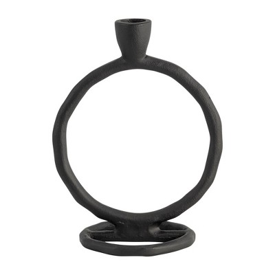 Sagebrook Home Round Ring Taper Candle Holder - Contemporary Circular Abstract Metal Candle Display for Home